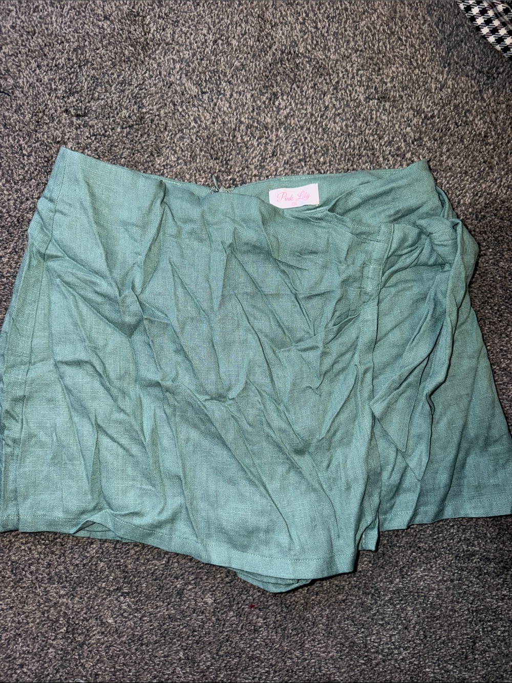 Pink Lily Seafoam Green Linen Skort